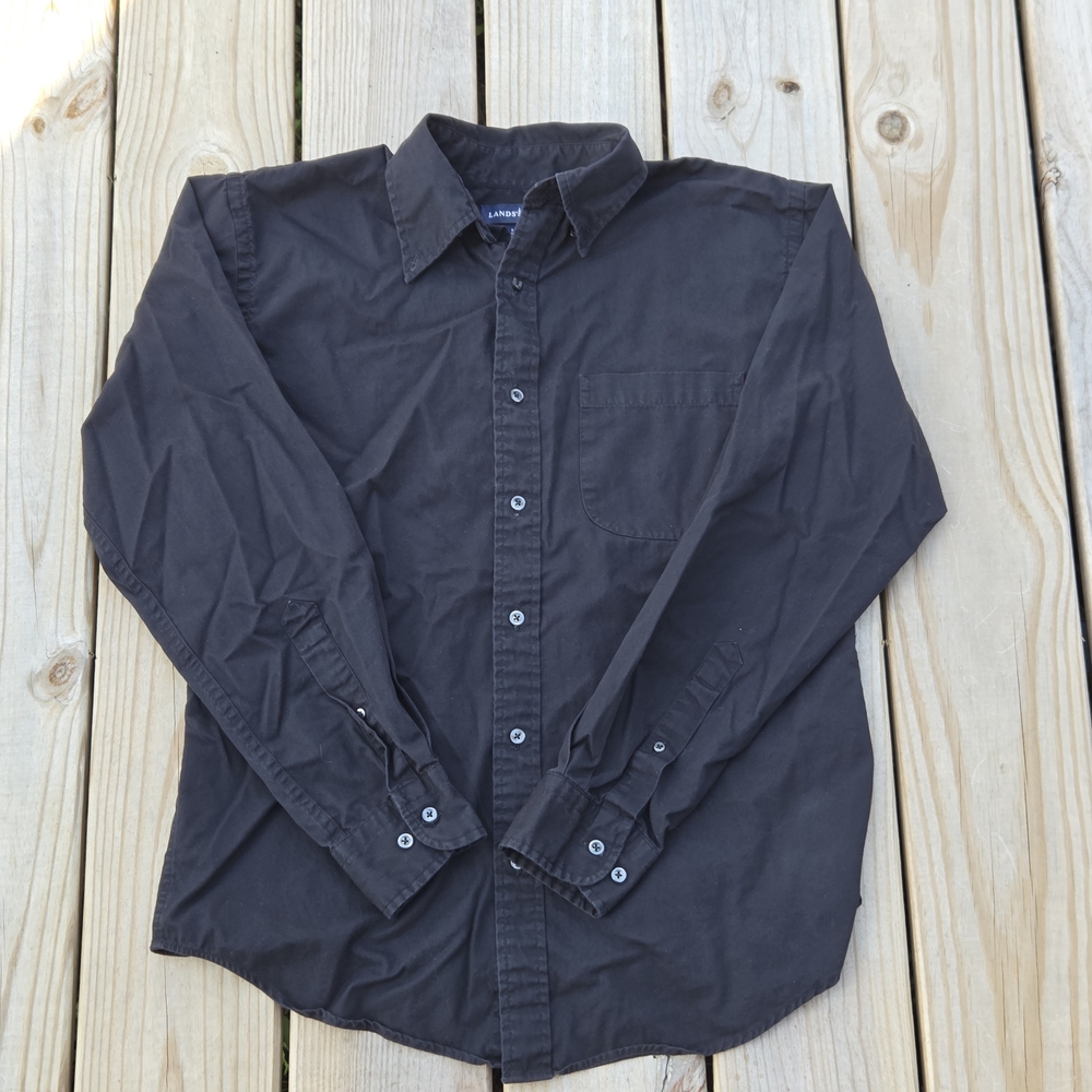 Lands' End Black Button Up Long Sleeve Size S